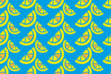 Seamless texture with a slice of lemon on a blue background.