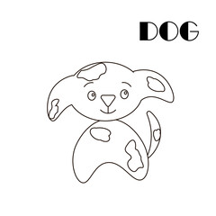 The dog is a simple coloring book. Vector outline illustration. 