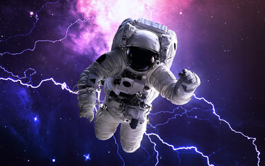 Fototapeta na wymiar Astronaut in outer space. Spacewalk. Elements of this image furnished by NASA