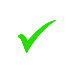 Green check mark icon. Tick symbol in green color, vector illustration.