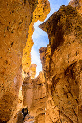 It's Sesriem Canyon, a natural canyon carved by the Tsauchab rivier in the sedimentary rock, Namibia