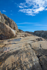 Swedish seascape in summertime. Rocks and blue sky