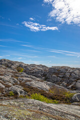 Swedish seascape in summertime. Rocks and blue sky