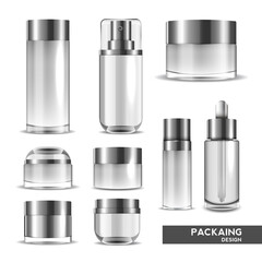 Packaging cosmetic beauty cream bottle for luxury cosmetic product. bottle for liquid, skin care cream. vector design.