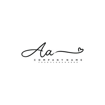 AA initials signature logo. Handwriting logo vector templates. Hand drawn Calligraphy lettering Vector illustration.