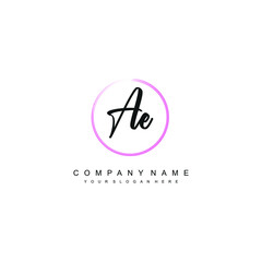 AE initials signature logo. Handwriting logo vector templates. Hand drawn Calligraphy lettering Vector illustration.