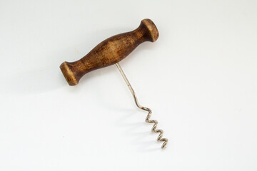 vintage corkscrew on a white background