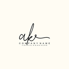 AK initials signature logo. Handwriting logo vector templates. Hand drawn Calligraphy lettering Vector illustration. - obrazy, fototapety, plakaty