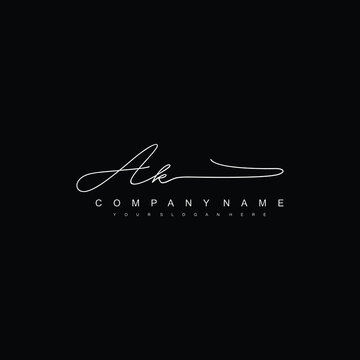 AK initials signature logo. Handwriting logo vector templates. Hand drawn Calligraphy lettering Vector illustration.