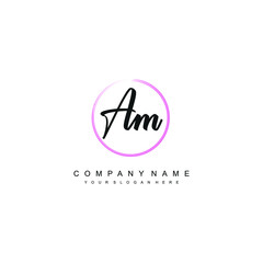 Obraz premium AM initials signature logo. Handwriting logo vector templates. Hand drawn Calligraphy lettering Vector illustration.