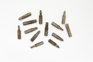 drill bits on a white background
