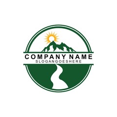 Mountain and River Combination Logo Template Vector Icon. Business Logo Template Design, Emblem, Design concept, Creative Symbol, Icon