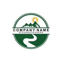 Mountain and River Combination Logo Template Vector Icon. Business Logo Template Design, Emblem, Design concept, Creative Symbol, Icon