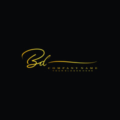 BD initials signature logo. Handwriting logo vector templates. Hand drawn Calligraphy lettering Vector illustration.