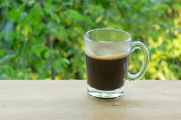 Thai Black  Coffee on  Wooden Bar
