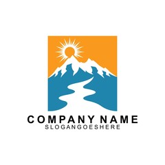 Mountain and River Combination Logo Template Vector Icon. Business Logo Template Design, Emblem, Design concept, Creative Symbol, Icon