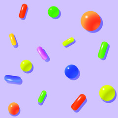 Seamless pattern. Vector graphics. Multi-colored objects.