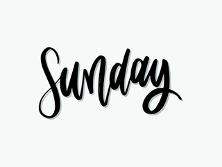 sunday. Hand written lettering isolated on white background.Vector template for poster, social network, banner, cards.
