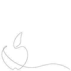 Apple on white background one line drawing, vector illustration	