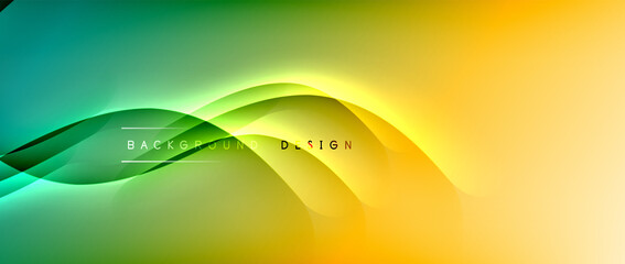 Fluid gradient waves with shadow lines and glowing light effect, modern flowing motion abstract background for cover, placards, poster, banner or flyer