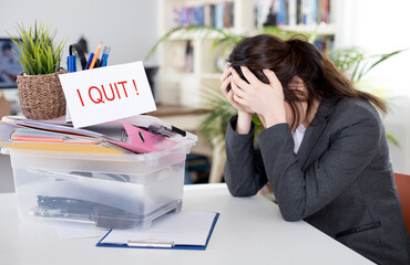 businesswoman quit her job at office