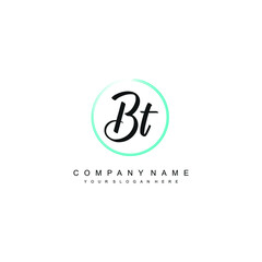 BT initials signature logo. Handwriting logo vector templates. Hand drawn Calligraphy lettering Vector illustration.