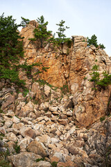 Rock coast. Hajodae Pavilion in Yangyang-gun, South Korea.
