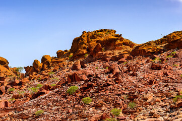 It's Landscape of the Rocks and nature of Twyfelfontein, Namibia