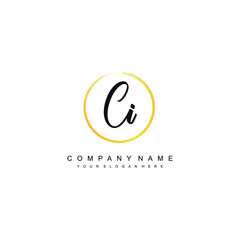 CI initials signature logo. Handwriting logo vector templates. Hand drawn Calligraphy lettering Vector illustration.