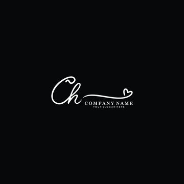 CH initials signature logo. Handwriting logo vector templates. Hand drawn Calligraphy lettering Vector illustration.