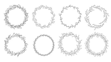 Obraz premium Set of circular laurel foliage and wreath. Design element for invitations, quotes, greeting cards, blogs and more.