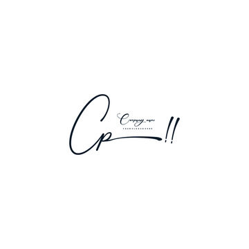 CP initials signature logo. Handwriting logo vector templates. Hand drawn Calligraphy lettering Vector illustration.
