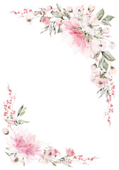 Obraz na płótnie Canvas Greeting card with watercolor flowers handmade.