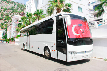 Antalya, Turkey June 15, 2020. Passenger buses for transporting tourists.