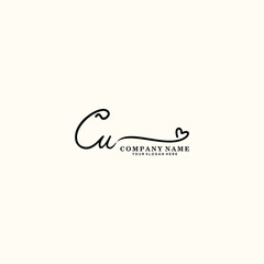 CU initials signature logo. Handwriting logo vector templates. Hand drawn Calligraphy lettering Vector illustration.
