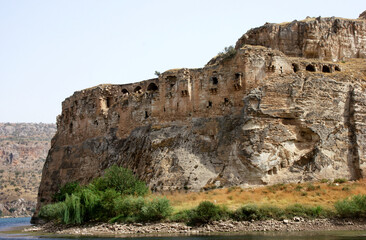 Fototapeta na wymiar Euphrates river & Crusaders castle Rumkale