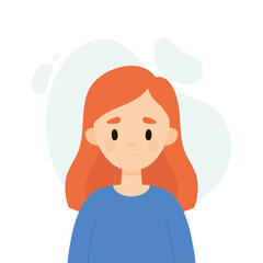 Happy girl on a white background.  Avatar of a young woman.