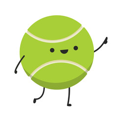 Tennis ball character design.  wallpaper. free space for text. copy space. Tennis ball vector.