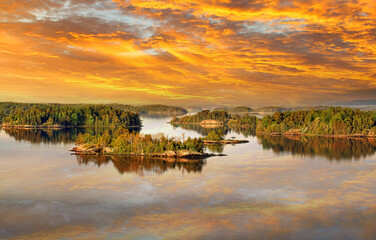 Stockholm Archipelago on the Baltic Sea in the morning