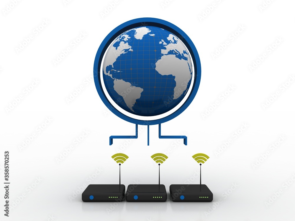 Poster 3d rendering transmitter wifi