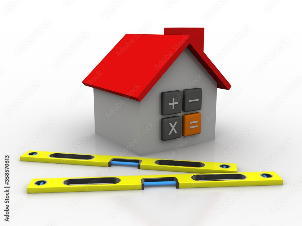 Poster 3d rendering hardware level tool with home