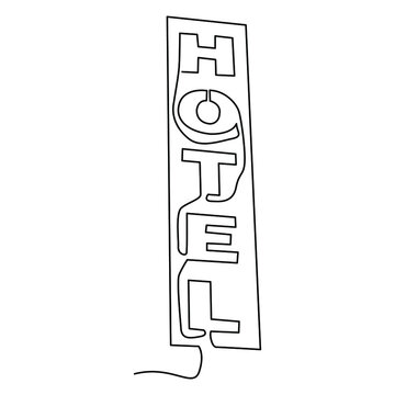 One Line Continuous Drawing Hotel Vertical Signage Symbol