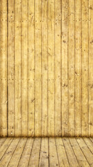 Concept or conceptual vintage or grungy brown background of natural wood or wooden old texture floor and wall as a retro pattern layout. A 3d illustration metaphor to time, material, emptiness,  age 