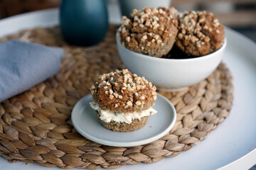 Almond and coconut keto muffins . Low-carb muffins, made with almond flour and coconut flour. Cup cakes