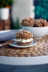 Almond and coconut keto muffins . Low-carb muffins, made with almond flour and coconut flour. Cup cakes