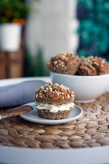 Almond and coconut keto muffins . Low-carb muffins, made with almond flour and coconut flour. Cup cakes