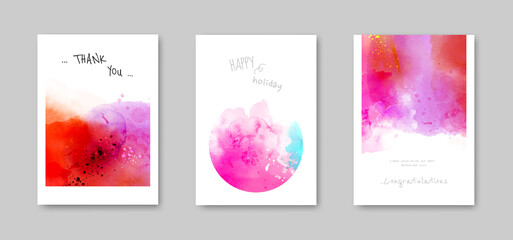 Watercolor Hand-painted modern card Set