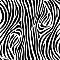 Seamless zebra pattern with smooth lines. Black and white. Vector