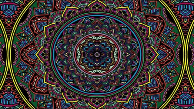 Mandala kaleidoscope infinite, loop. Abstract background