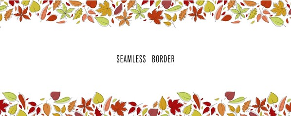 seamless border with autumn leaves. Vector. Top and bottom saved as separate swatches.